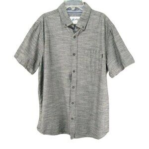Hurley Standard Collection Slub Button Down Gray Camp Shirt Men Size L Short Slv